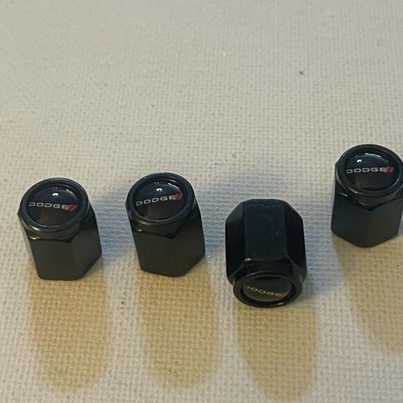 Dodge Logo Valve Stem Caps in Black Set of 4 NWT - Picture 3 of 5